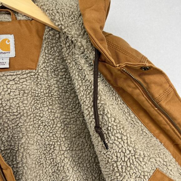 CARHARTT Jacket Mens L Washed Duck Bartlett Sherpa Lined Utility Cotton Brown - Picture 9 of 16